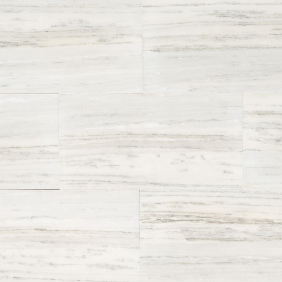 Alabama White Marble Tile in Honed Finish - 12x24x1/2"